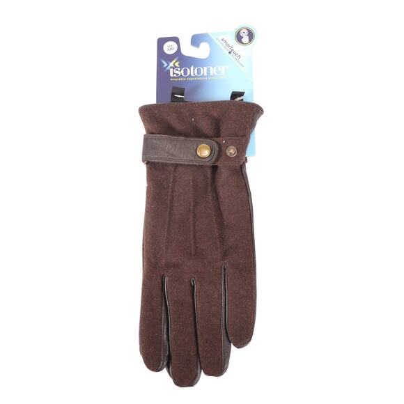 Isotoner Smartouch Lined Leather Men's Gloves - Size Medium - Saddle Brown - NWT - Picture 1 of 3